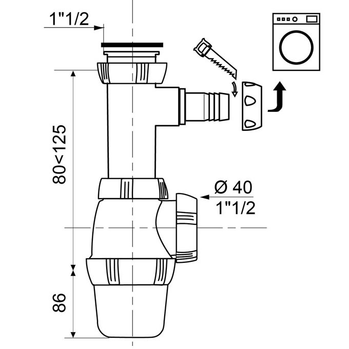 SIPHON EVIER AVEC PRISE MACHINE A LAVER MOYA