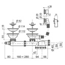 VIDAGE COMPLET EVIER 2 BACS Ø90 mm extraplat - ESPACE02