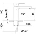 MITIGEUR LAVABO 110MM 5L/MIN ROCKET NOIR MAT COLD OPEN