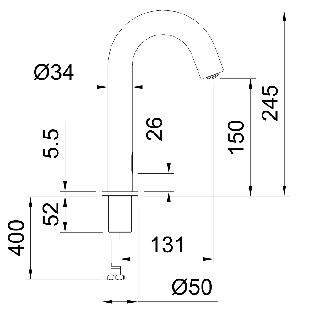 LAVABO ÉLECTRONIQUE 150MM 5L/MIN SUR BATTERIES 150MM  URBAN