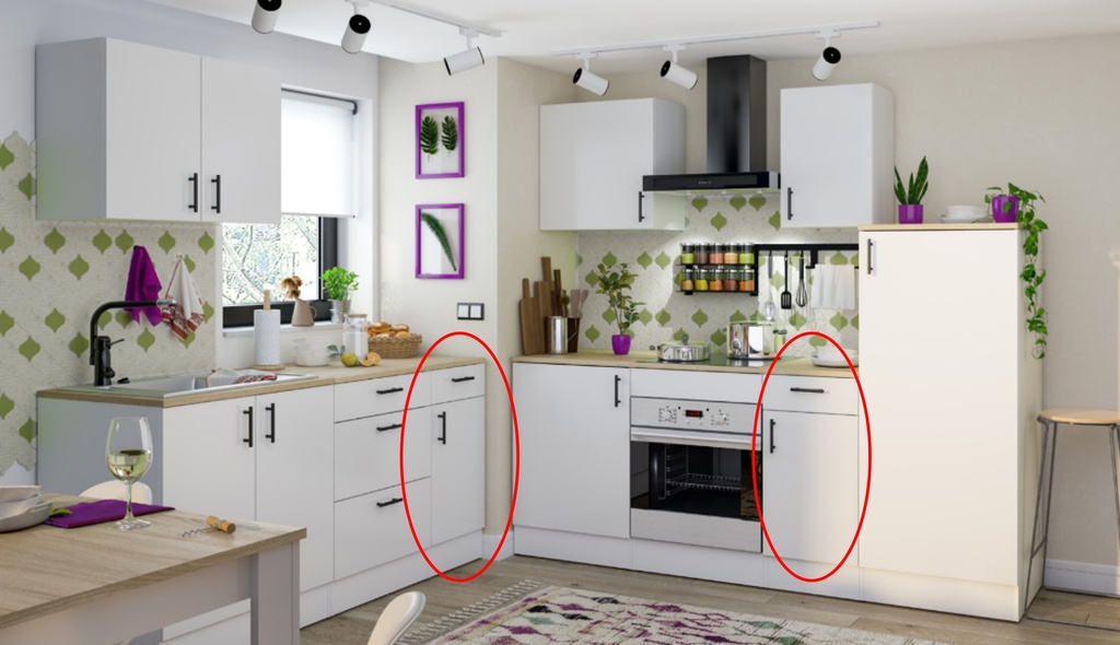 CUISINE - MEUBLE BAS - 1 TIROIR ET 1 PORTE - 40CM - KIRAKIT