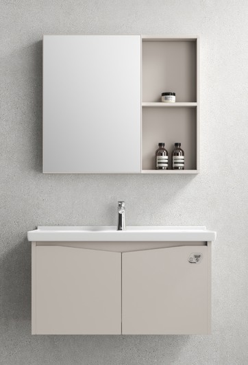 MEUBLE SALLE DE BAIN SIMPLE VASQUE AVEC MIROIR - SOULOU80