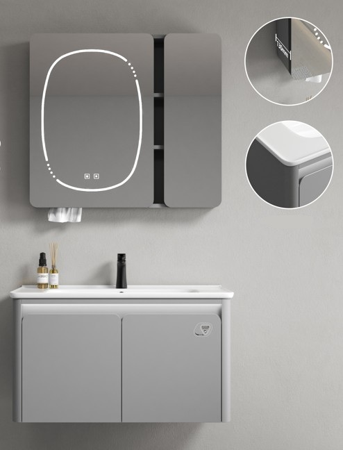 MEUBLE SALLE DE BAIN SIMPLE VASQUE AVEC MIROIR LED - MALEZI80