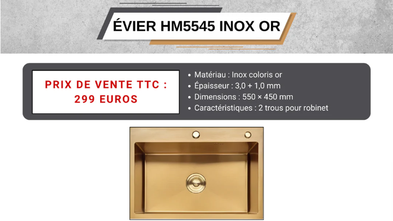 INOX SINK550*450COLOR : NANO GOLD