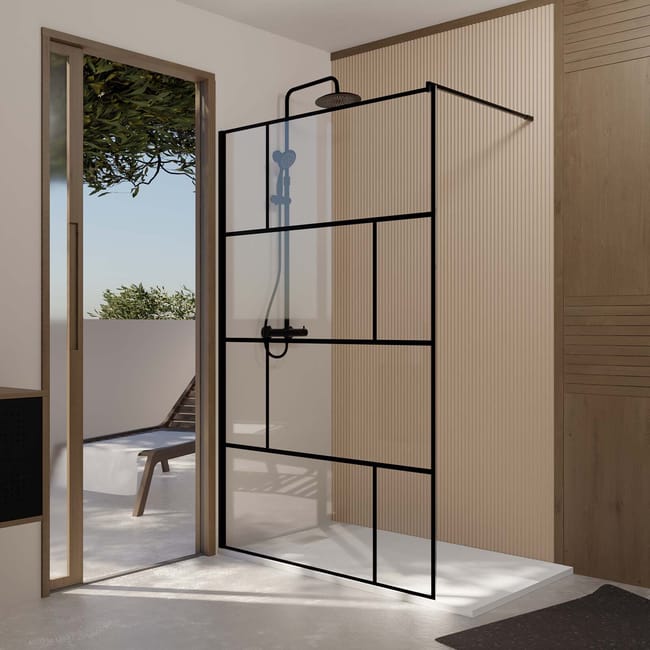 PAROI DE DOUCHE noir sérigraphié SHIVA-120