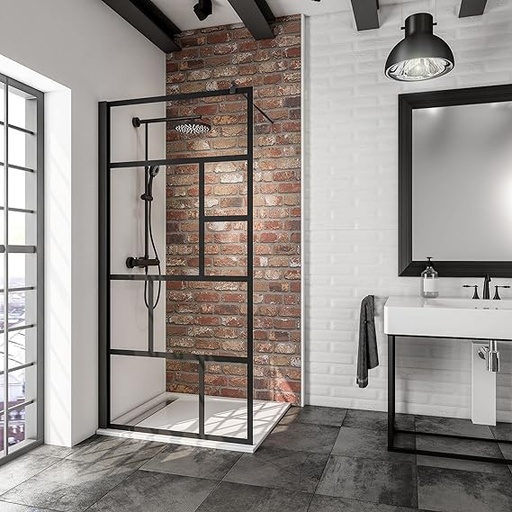 [FH-0234B-80 GRID] PAROI DE DOUCHE noir sérigraphié SHIVA-80