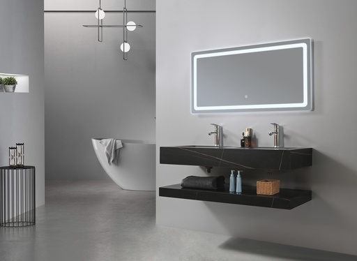 [SP-8399B-120] MEUBLE SALLE DE BAIN SIMPLE VASQUE AVEC MIROIR LED - FLAMME-120 - NOIR