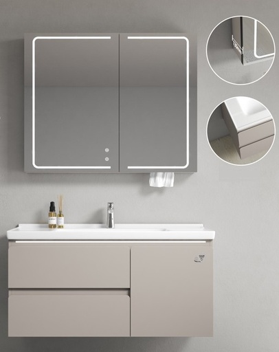 [P90-100] MEUBLE SALLE DE BAIN SIMPLE VASQUE AVEC MIROIR LED - LLORIS100