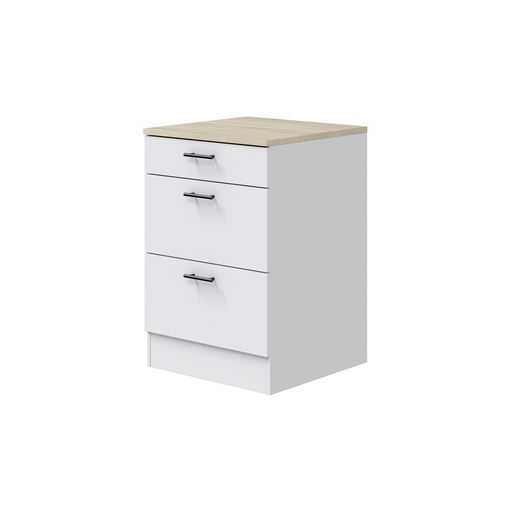 [0F1013B] CUISINE - MEUBLE BAS - 3 TIROIRS - 60CM - KIRAKIT