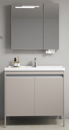 [L582-80] MEUBLE SALLE DE BAIN SIMPLE VASQUE AVEC MIROIR LED - TEJEN-BEIGE-80